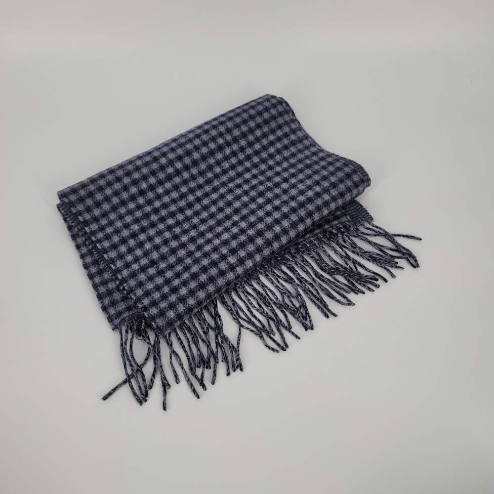 J. Crew 100% Cashmere Blue Double Sided Scarf with Fringe - Picture 7 of 7